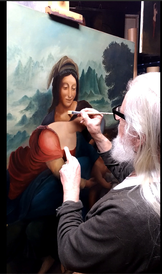 Bearbeitung meiner Kopie der Anna Selbdritt von Leonardo da Vinci